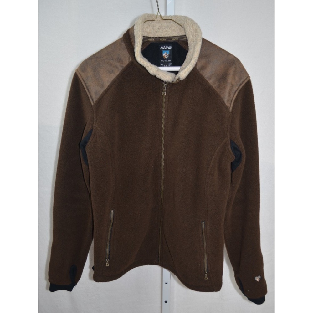 KÜHL Alpenwurx Women's Sherpa Fleece Jacket Medium Faux Leather Elbows Warm